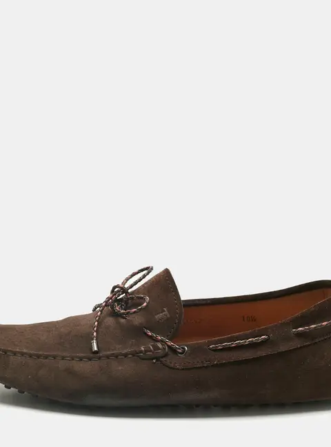Tod's Brown Suede City Gommino Bow Loafers Size 45