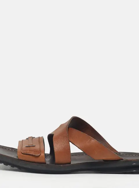 Tod's Brown Leather Crisscross Slide Sandals Size 42.5