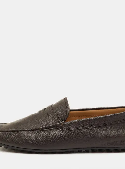 Tod's Size 41 Dark Brown Leather Slip On Loafers