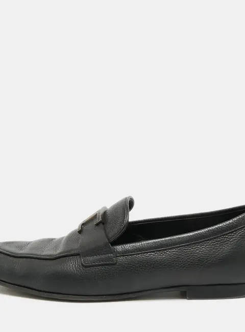 Tod's T Timeless Size 41.5 Black Leather Loafers