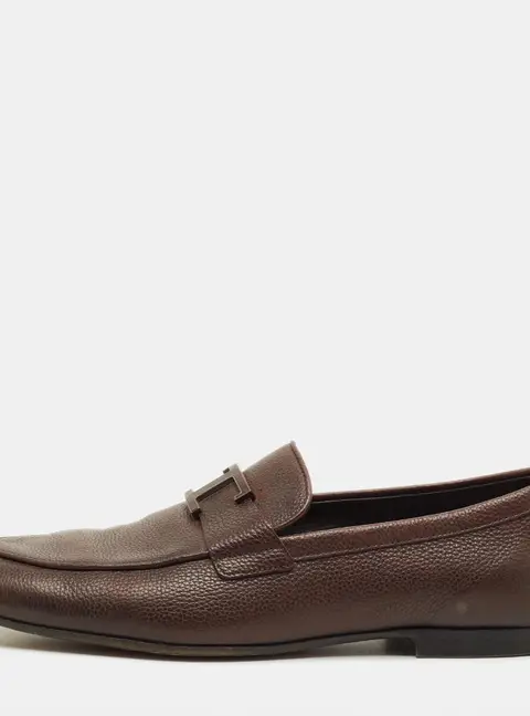 Tod's T Timeless Size 41.5 Brown Leather Loafers