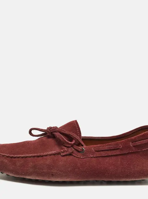 Tod's Size 43 Burgundy Suede Slip On Loafers