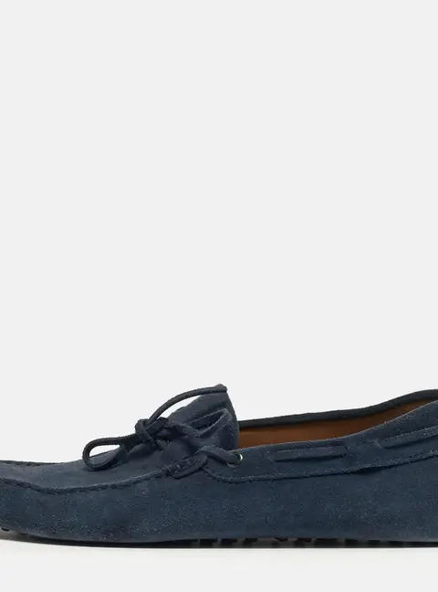 Tod's Gommino Size 43 Navy Blue Suede Bow Loafers