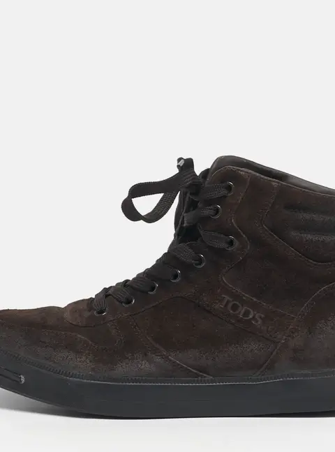 Tod's Size 41 Dark Brown Suede High Top Sneakers
