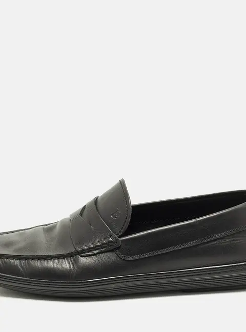 Tod's Size 43 Black Leather Penny Loafers