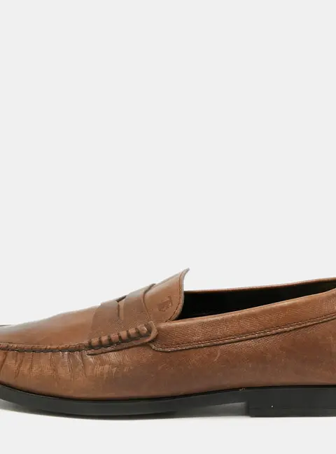 Tod's Size 40 Brown Leather Slip On Penny Loafers