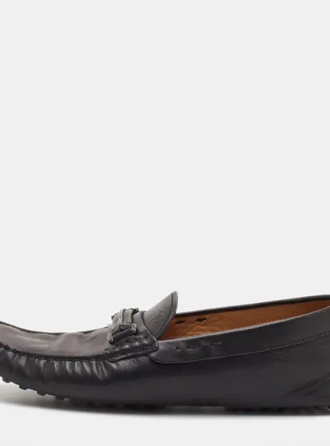 Tod's Size 43 Black Leather Slip On Loafers