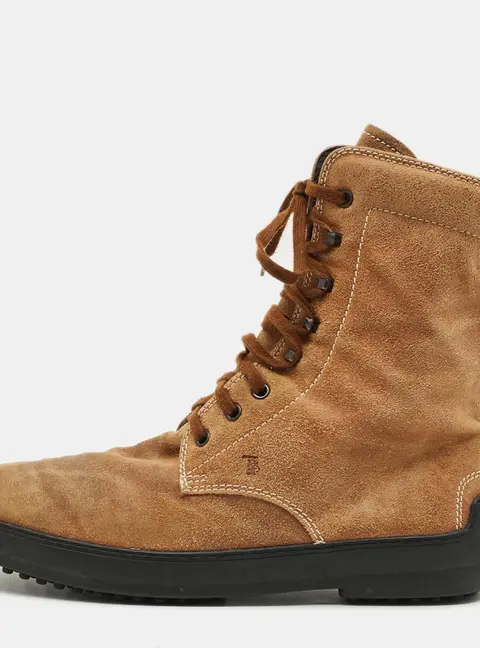 Tod's Size 42.5 Brown Suede Combat Boots