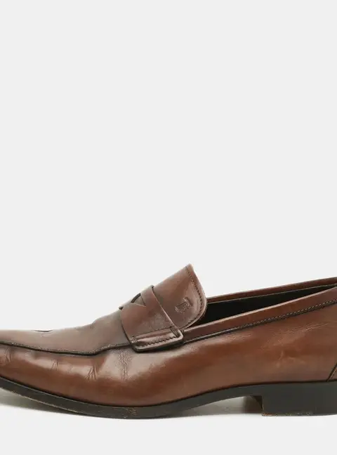 Tod's Size 41 Brown Leather Penny Loafers