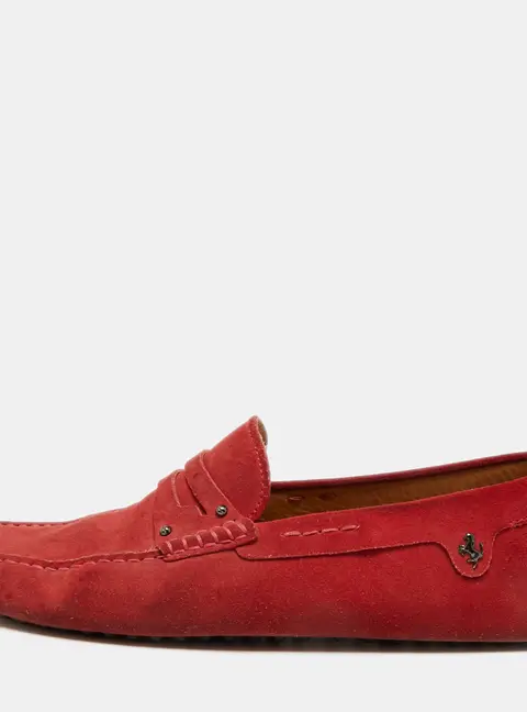 Tod's Gommino Size 43 Red Suede Penny Loafers