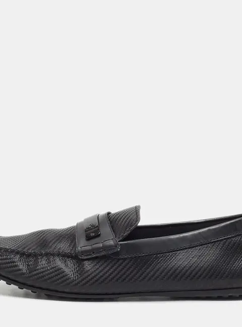 Tod's For Ferrari Size 44 Black Leather and Synthetic Driver Loafers