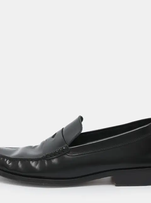 Tod's Size 45.5 Black Leather Penny Loafers
