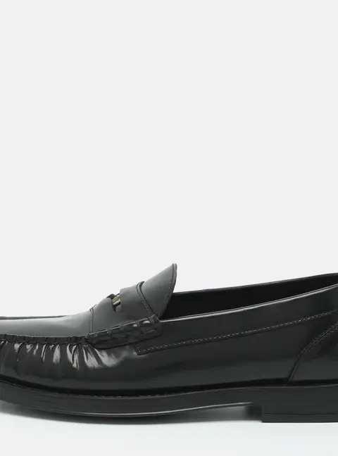 Tod's Penny Embellished Size 41.5 Black Leather Loafers