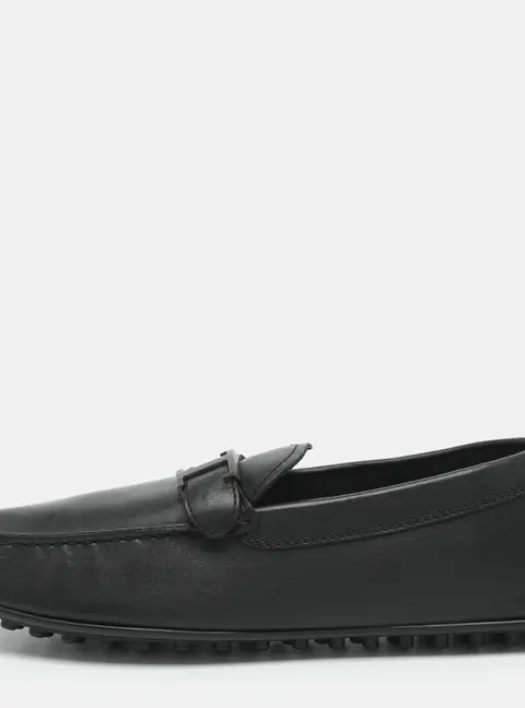 Tod's T Logo Embellished Size 41.5 Black Leather Loafers