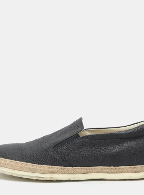 Tod's Size 45.5 Navy Blue Leather Slip On Sneakers