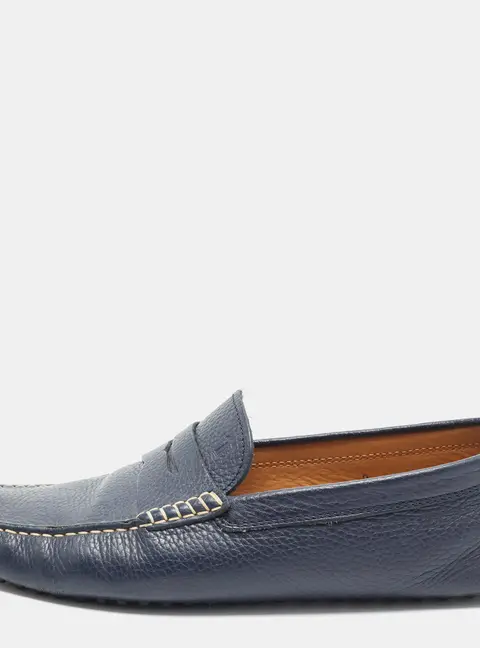 Tod's Size 43 Navy Blue Leather Driver Loafers