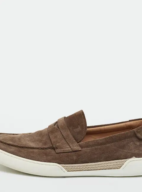 Tod's Size 41.5 Brown Suede Penny Loafers