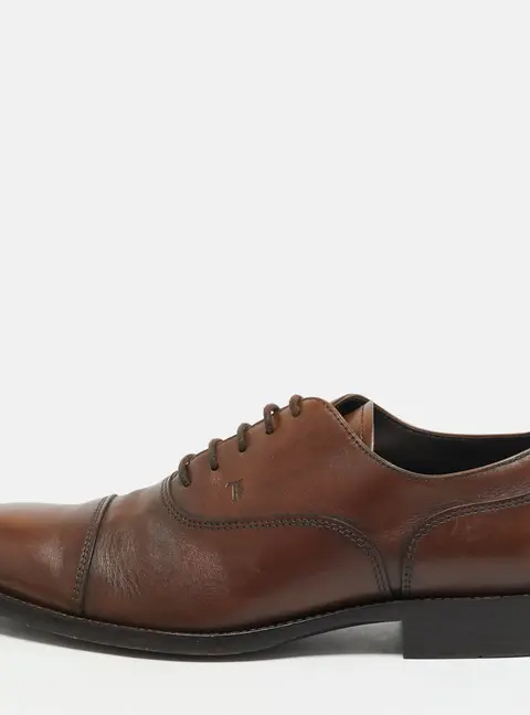 Tod's Size 42 Brown Leather Cap Toe Derby