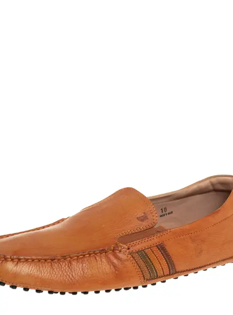 Tods Light Brown Leather Slip On Loafers Size 44.5