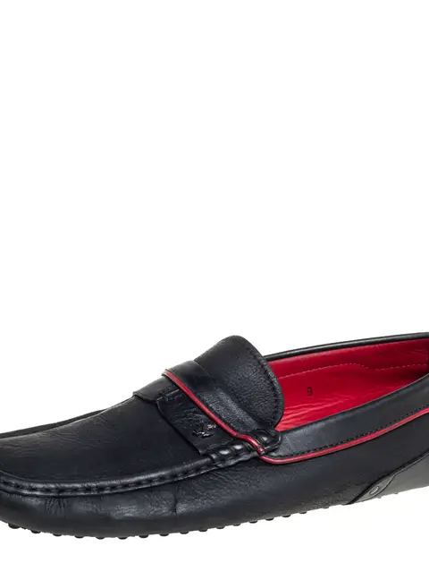 Tod's Size 43 Black Leather and Nubuck Leather Driver Loafers