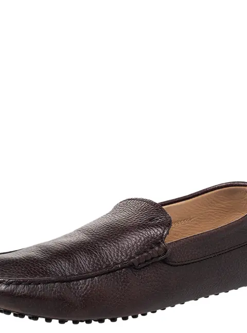 Tods Brown Leather Slip on Loafers Size 42
