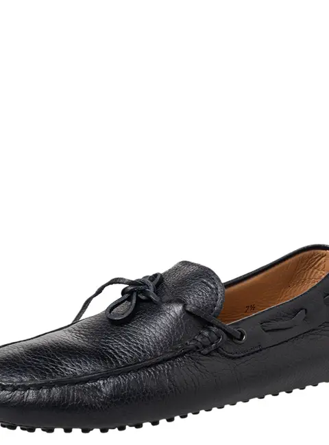 Tod's Black Leather Bow Slip On Loafers Size 41.5