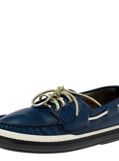 Tod's Blue Leather Lace Up Boat Shoes Size 39.5