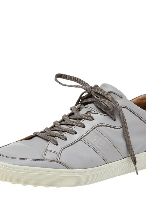 Tods Grey Leather Low Top Sneakers Size 42