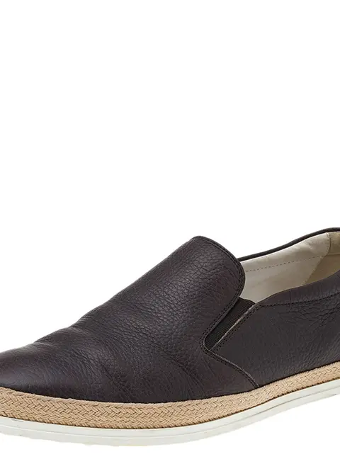 Tod's Dark Brown Leather Slip On Sneakers Size 42.5