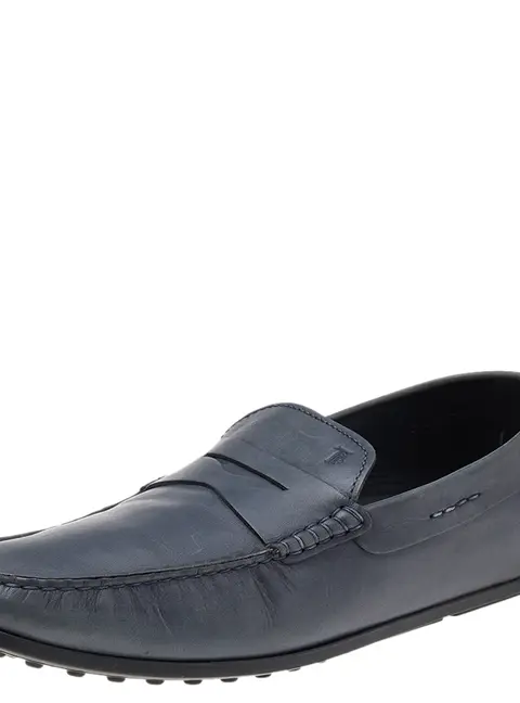 Tod's Size 43 Grey Leather Loafers & Moccasins