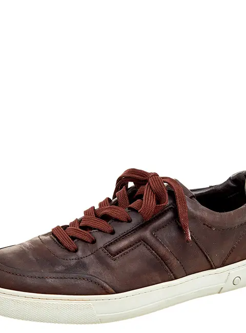 Tod's Dark Brown Leather Low Top Sneakers Size 41