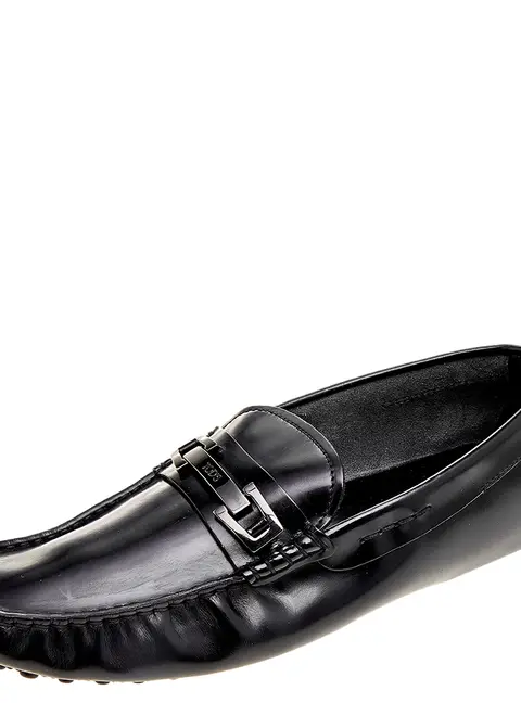 Tods Black Leather  Buckle  Loafers Size 41.5