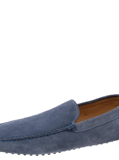 Tod's Blue Suede Slip On Loafers Size 44.5