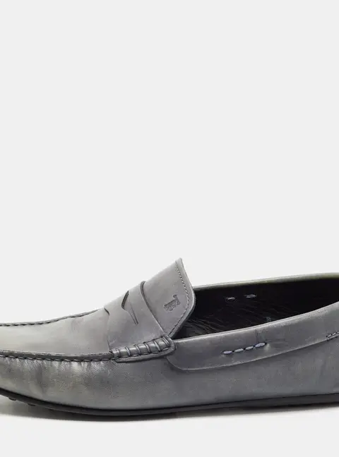 Tod's Grey Leather Penny Loafers Size 42
