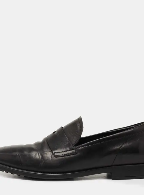 Tod's Black Leather Penny Slip On Loafers Size 39.5
