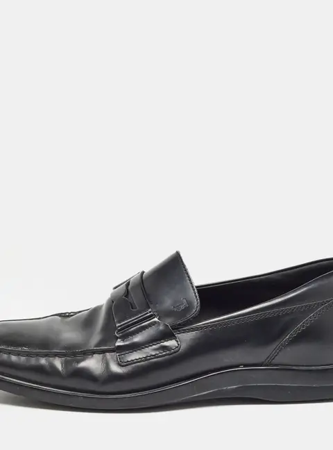 Tod's Black Leather Penny Slip On Loafers Size 43