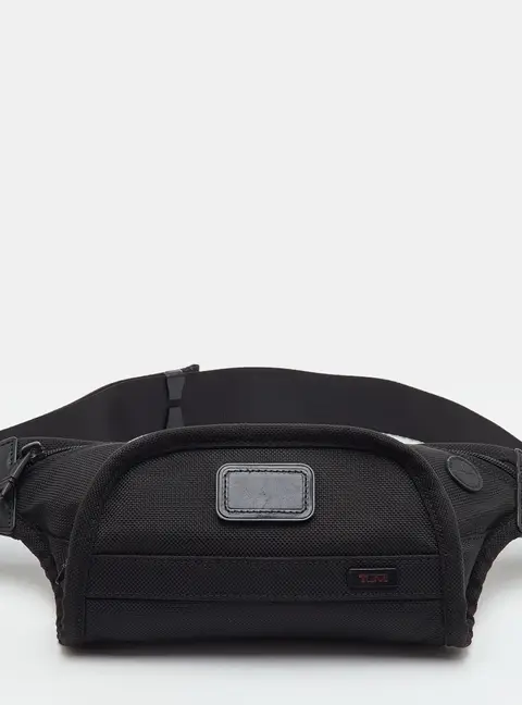 TUMI Black Canvas and Leather Belt Bag