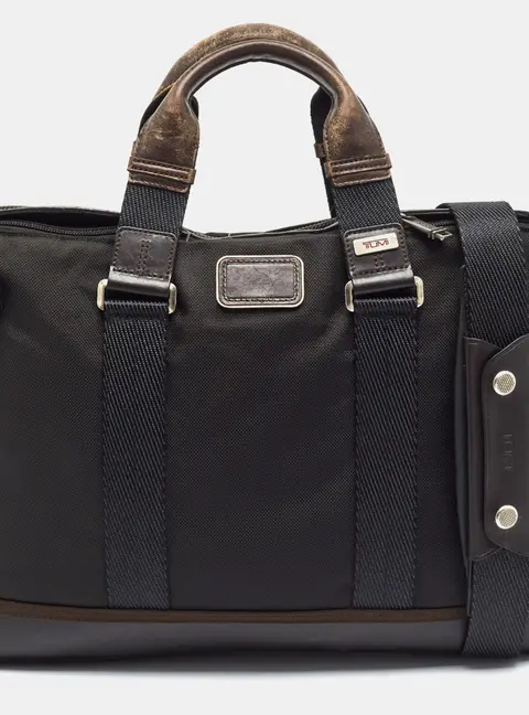 Tumi Alpha Bravo Andrews Slim Dark Brown/Black Nylon and Leather Briefcase Bag
