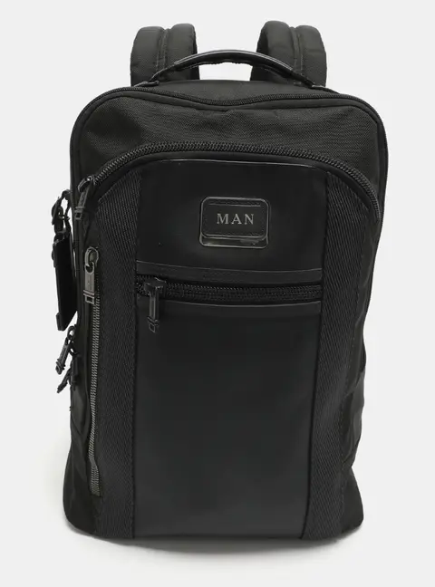 TUMI Alpha Bravo Black Leather and Nylon Backpack