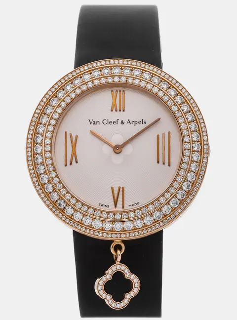 Van Cleef & Arpels Charms ARM93600 Cream Rose Gold, Diamond Quartz Men's Wristwatches 38mm
