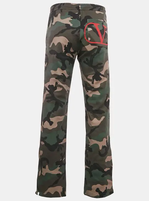 Valentino Green/Multicolor Camouflage Print Cotton Blend Knit  Joggers S
