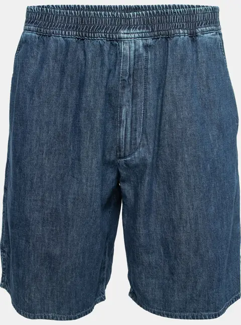 Valentino Blue Denim Elastic Waist Shorts M