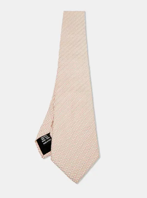 Valentino Beige Patterned Silk Tie
