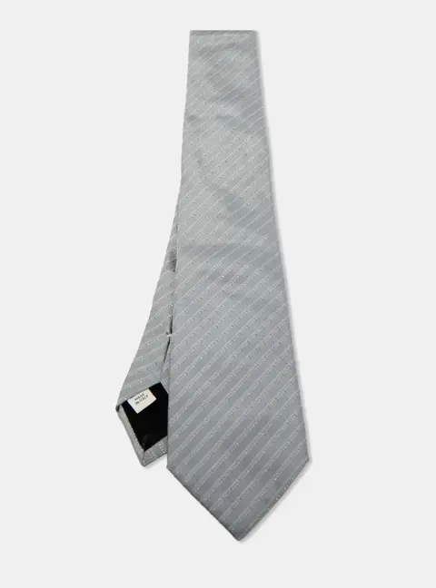 Valentino Grey Striped Silk Tie
