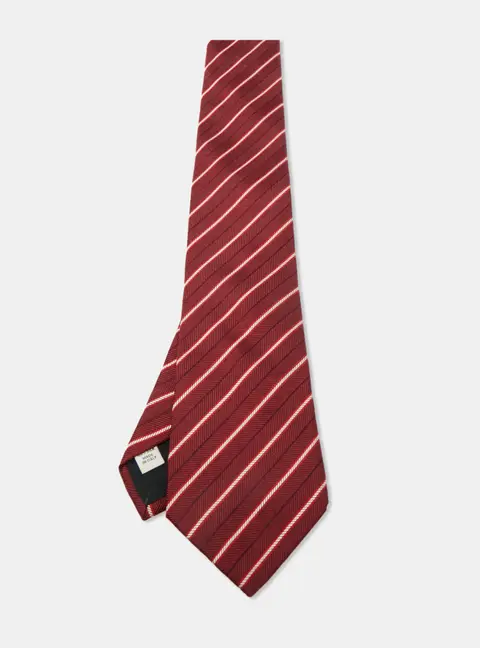 Valentino Red Diagonal striped Silk Tie