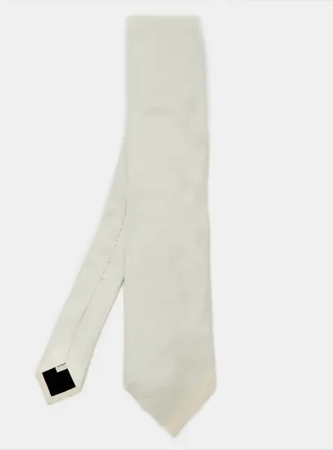Valentino Ivory Diagonal Striped Silk Tie