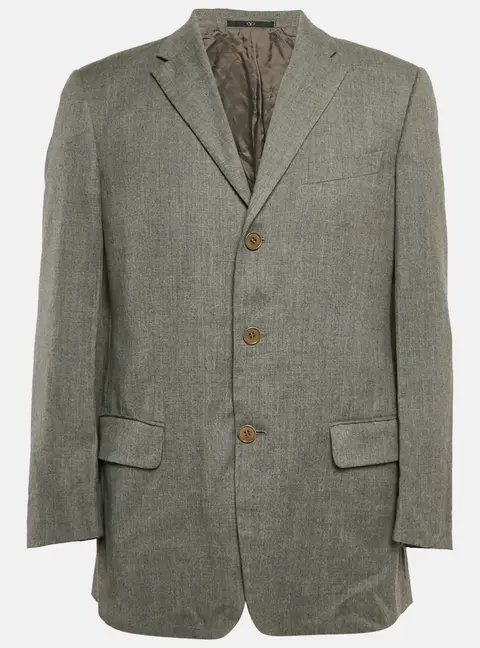 Valentino Grey Wool Single Breasted Blazer L