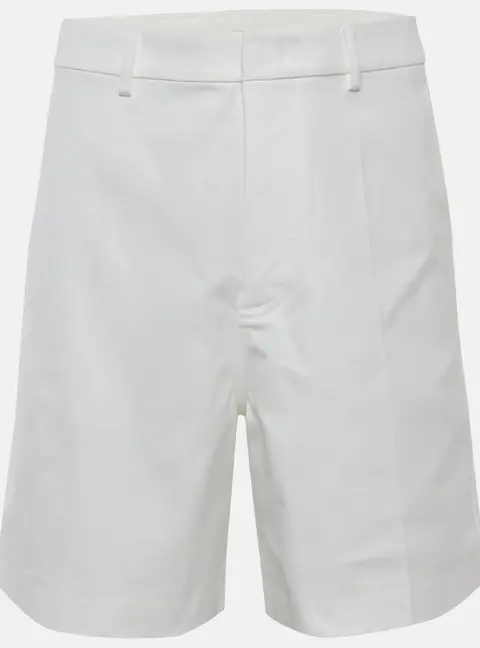 Valentino White Stretch Cotton Canvas V Detail Bermuda Shorts M