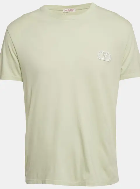 Valentino Mint Green Logo Applique Jersey T-Shirt M