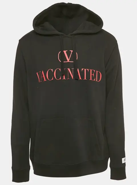 Valentino Black Logo Print Cotton Hooded Sweatshirt XL